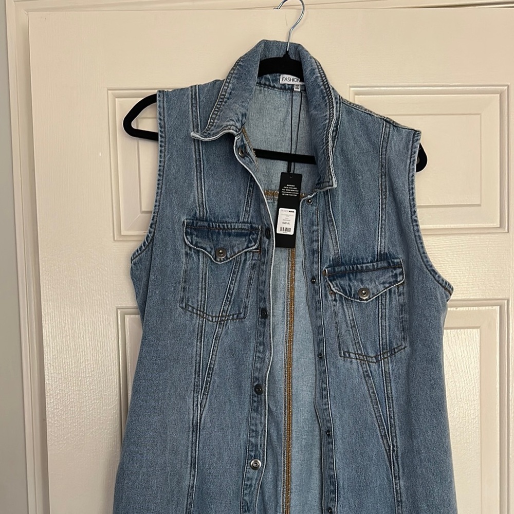 Fashion Nova Blue Denim Sleeveless Dress